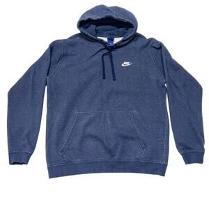 Vintage Nike Hoodie Pullover Sweater Men Large Blue Fade Swoosh Spell Out Used